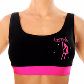 Contrast Band Crop Top - Black / Pink